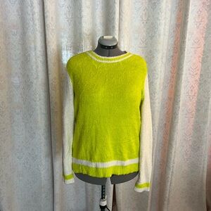 Style & Co. Vibrant Lime Green and White Sweater